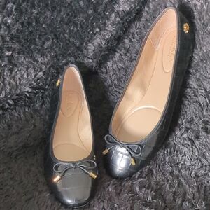 Lauren Ralph Lauren Black Quilted Flats with Gold Accents